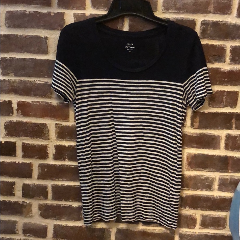 J Crew 100% Linen striped tshirt